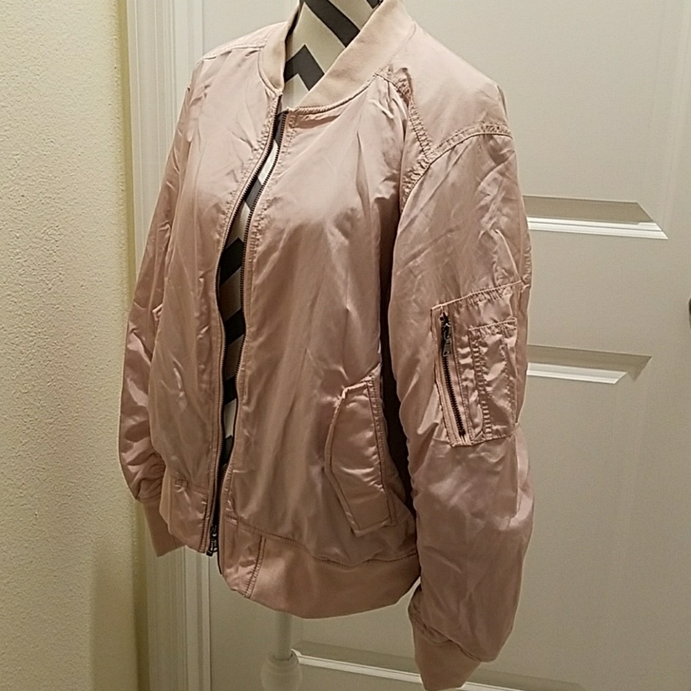 Express Blush Pink Bomber Puffer Jacket